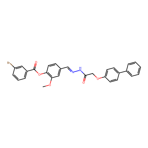 4-(2-(((1,1'-Biphenyl)-4-yloxy)AC)carbohydrazonoyl)-2-methoxy-PH 3-bromobenzoate structure