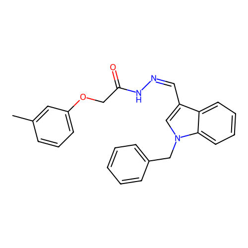 (Z)-N'-((1-benzyl-1H-indol-3-yl)methylene)-2-(m-tolyloxy)acetohydrazide structure