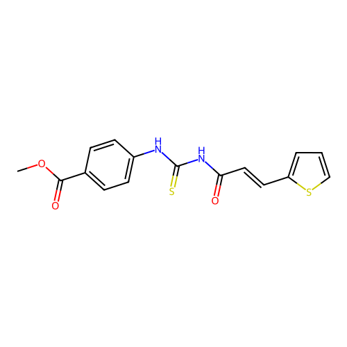 methyl 4-({[(2E)-3-(thiophen-2-yl)prop-2-enoyl]carbamothioyl}amino)benzoate structure
