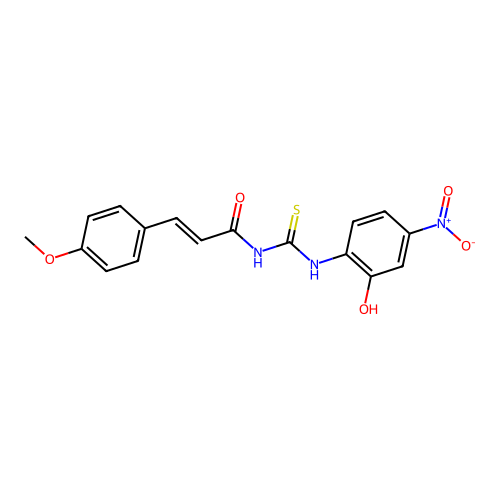(2E)-N-[(2-hydroxy-4-nitrophenyl)carbamothioyl]-3-(4-methoxyphenyl)prop-2-enamide structure