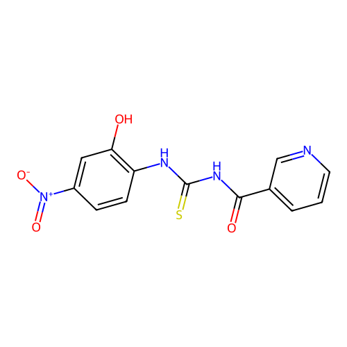N-[(2-hydroxy-4-nitrophenyl)carbamothioyl]pyridine-3-carboxamide structure