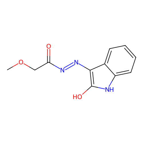 2-methoxy-N'-[(3Z)-2-oxo-1,2-dihydro-3H-indol-3-ylidene]acetohydrazide structure