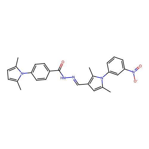 N'-((2,5-dimethyl-1-(3-nitrophenyl)-1H-pyrrol-3-yl)methylene)-4-(2,5-dimethyl-1H-pyrrol-1-yl)benzohydrazide structure