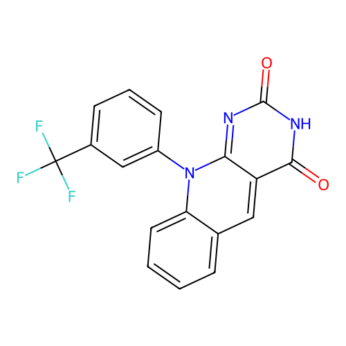 10-(3-(trifluoromethyl)phenyl)pyrimido[4,5-b]quinoline-2,4(3H,10H)-dione structure