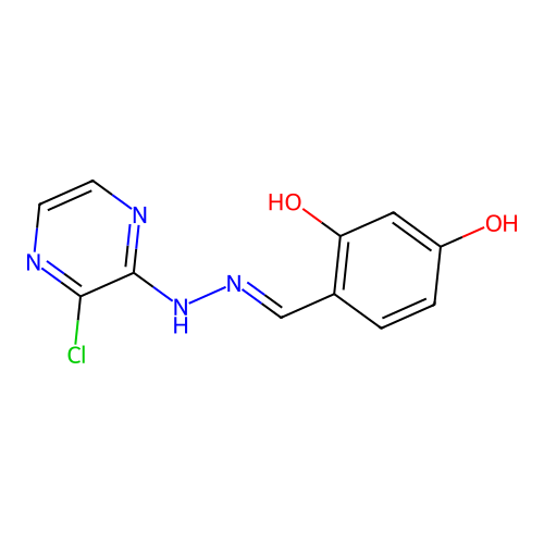 4-[[(3-Chloropyrazin-2-yl)hydrazinylidene]methyl]benzene-1,3-diol structure