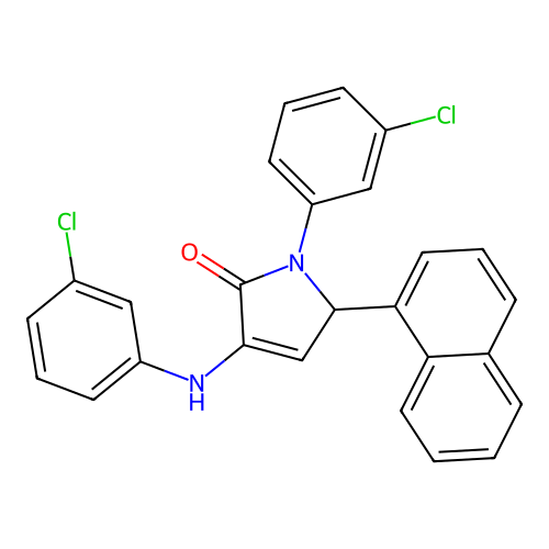 1-(3-chlorophenyl)-3-[(3-chlorophenyl)amino]-5-(naphthalen-1-yl)-1,5-dihydro-2H-pyrrol-2-one structure