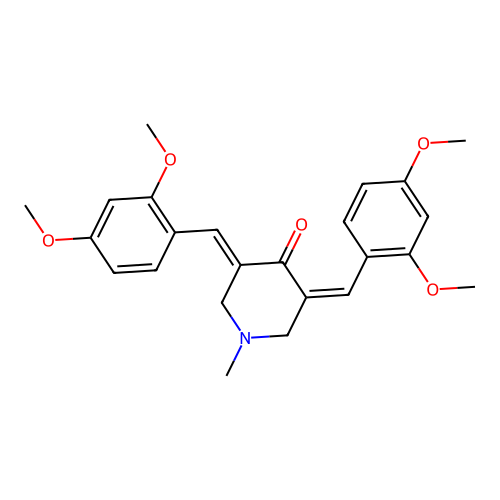(3Z,5E)-3,5-bis(2,4-dimethoxybenzylidene)-1-methylpiperidin-4-one structure