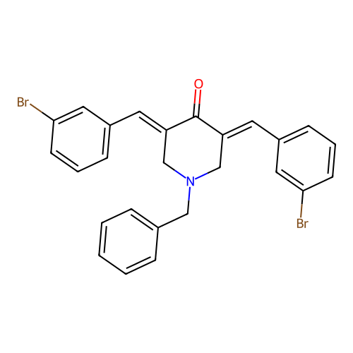 (3E,5E)-1-benzyl-3,5-bis[(3-bromophenyl)methylidene]piperidin-4-one structure