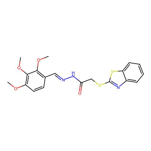 2-(1,3-benzothiazol-2-ylsulfanyl)-N'-[(E)-(2,3,4-trimethoxyphenyl)methylidene]acetohydrazide structure