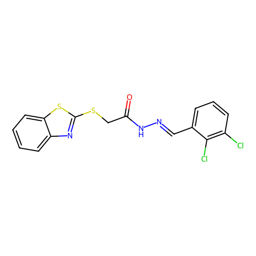 2-(1,3-benzothiazol-2-ylsulfanyl)-N'-[(E)-(2,3-dichlorophenyl)methylidene]acetohydrazide structure