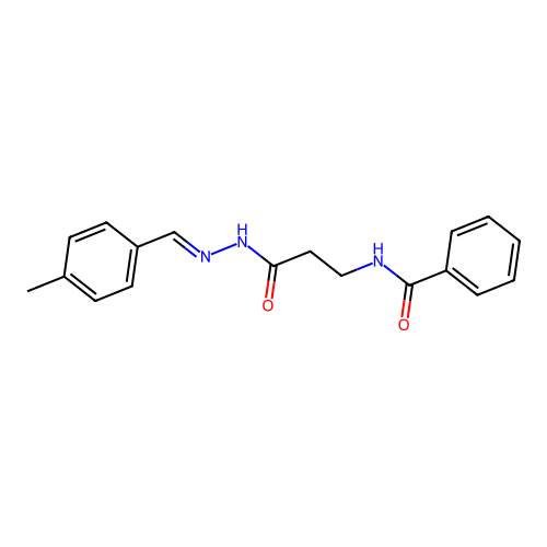 (E)-N-(3-(2-(4-methylbenzylidene)hydrazinyl)-3-oxopropyl)benzamide structure