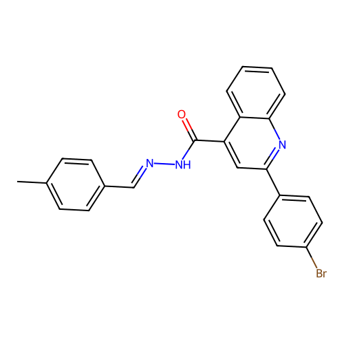 (E)-2-(4-bromophenyl)-N'-(4-methylbenzylidene)quinoline-4-carbohydrazide structure