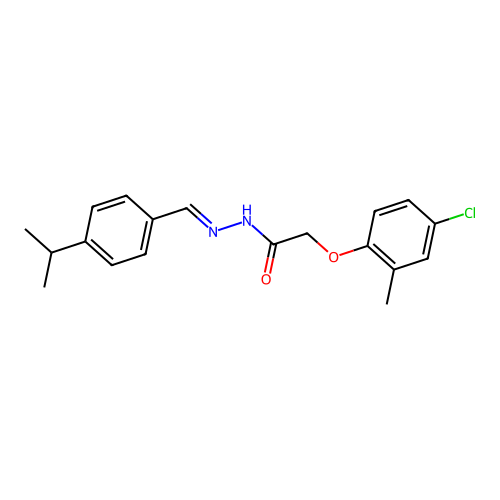 (E)-2-(4-chloro-2-methylphenoxy)-N'-(4-isopropylbenzylidene)acetohydrazide structure