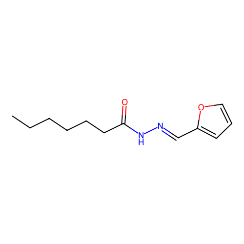 (E)-N'-(furan-2-ylmethylene)heptanehydrazide structure