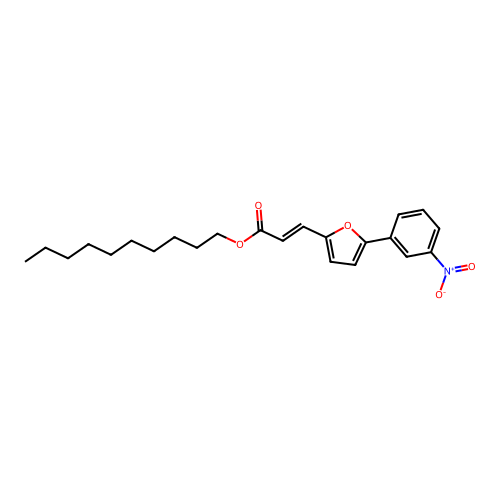 decyl (2E)-3-[5-(3-nitrophenyl)furan-2-yl]prop-2-enoate structure