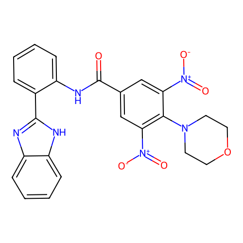 N-(2-(1H-benzo[d]imidazol-2-yl)phenyl)-4-morpholino-3,5-dinitrobenzamide structure