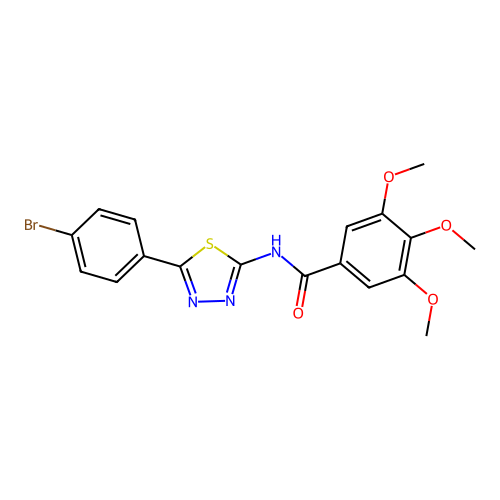 N-[5-(4-bromophenyl)-1,3,4-thiadiazol-2-yl]-3,4,5-trimethoxybenzamide structure