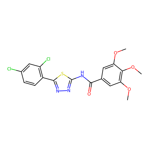 N-[5-(2,4-dichlorophenyl)-1,3,4-thiadiazol-2-yl]-3,4,5-trimethoxybenzamide structure