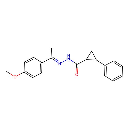 N'-[1-(4-methoxyphenyl)ethylidene]-2-phenylcyclopropanecarbohydrazide structure