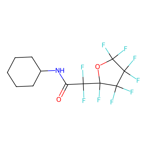 N-cyclohexyl-2,2-difluoro-2-(2,3,3,4,4,5,5-heptafluorooxolan-2-yl)acetamide structure