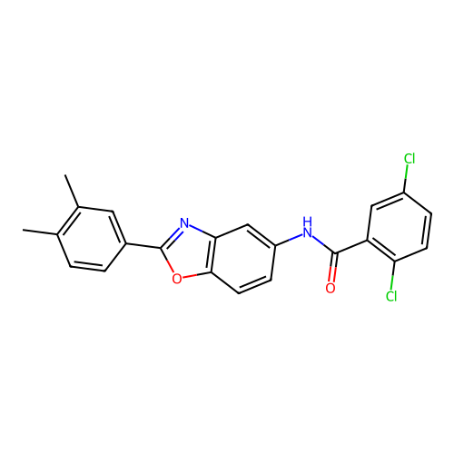 2,5-dichloro-N-[2-(3,4-dimethylphenyl)-1,3-benzoxazol-5-yl]benzamide structure
