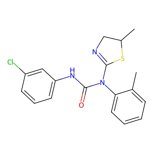 3-(3-chlorophenyl)-1-(5-methyl-4,5-dihydro-1,3-thiazol-2-yl)-1-(2-methylphenyl)urea structure