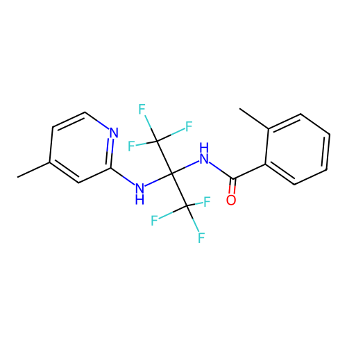 N-(1,1,1,3,3,3-hexafluoro-2-((4-methylpyridin-2-yl)amino)propan-2-yl)-2-methylbenzamide structure