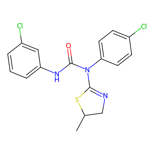 3-(3-chlorophenyl)-1-(4-chlorophenyl)-1-(5-methyl-4,5-dihydro-1,3-thiazol-2-yl)urea structure