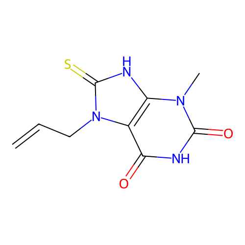 7-allyl-3-methyl-8-sulfanyl-3,7-dihydro-1H-purine-2,6-dione structure