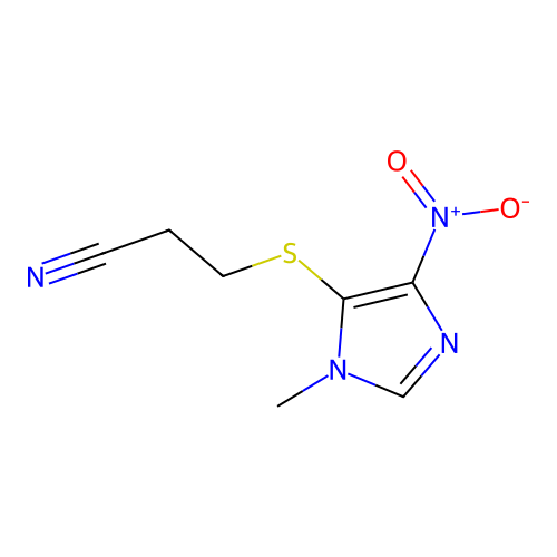 3-[(1-methyl-4-nitro-1H-imidazol-5-yl)sulfanyl]propanenitrile structure