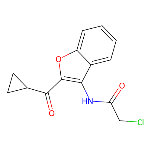 2-chloro-N-[2-(cyclopropylcarbonyl)benzo[b]furan-3-yl]acetamide structure