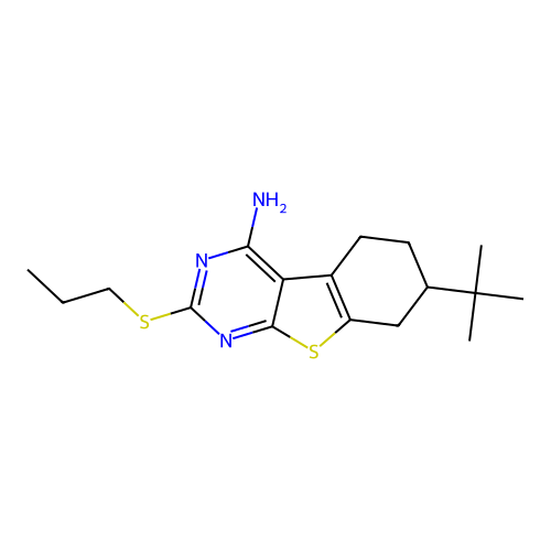 7-tert-butyl-2-(propylsulfanyl)-5,6,7,8-tetrahydro[1]benzothieno[2,3-d]pyrimidin-4-amine structure
