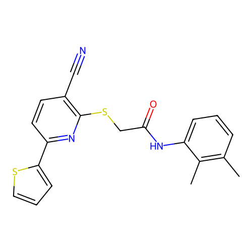 2-{[3-cyano-6-(thiophen-2-yl)pyridin-2-yl]sulfanyl}-N-(2,3-dimethylphenyl)acetamide structure
