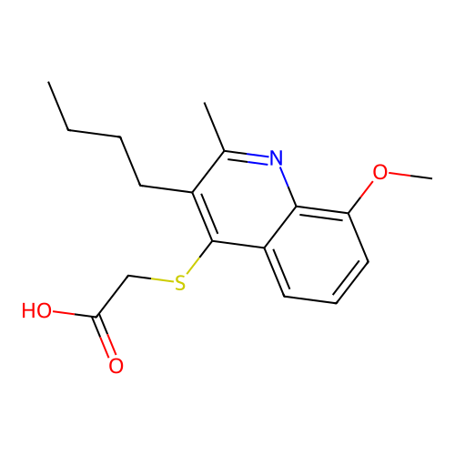 [(3-Butyl-8-methoxy-2-methylquinolin-4-yl)sulfanyl]acetic acid structure