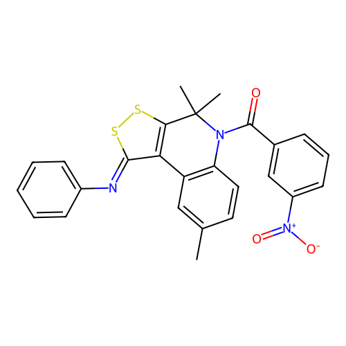 (3-nitrophenyl)[(1Z)-4,4,8-trimethyl-1-(phenylimino)-1,4-dihydro-5H-[1,2]dithiolo[3,4-c]quinolin-5-yl]methanone structure