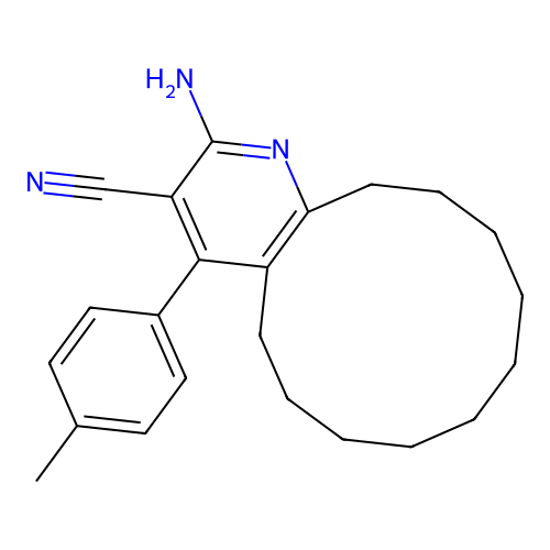 2-amino-4-(4-methylphenyl)-5,6,7,8,9,10,11,12,13,14-decahydrocyclododeca[b]pyridine-3-carbonitrile structure