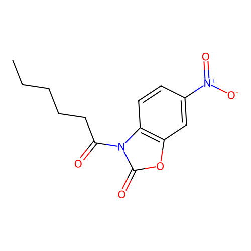 3-hexanoyl-6-nitrobenzo[d]oxazol-2(3H)-one structure