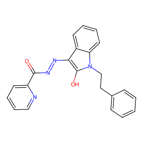 (Z)-N'-(2-oxo-1-phenethylindolin-3-ylidene)picolinohydrazide structure