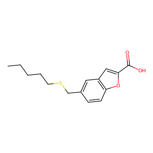 5-[(Pentylsulfanyl)methyl]-1-benzofuran-2-carboxylic acid structure