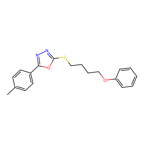 2-(4-Methylphenyl)-5-[(4-phenoxybutyl)sulfanyl]-1,3,4-oxadiazole structure