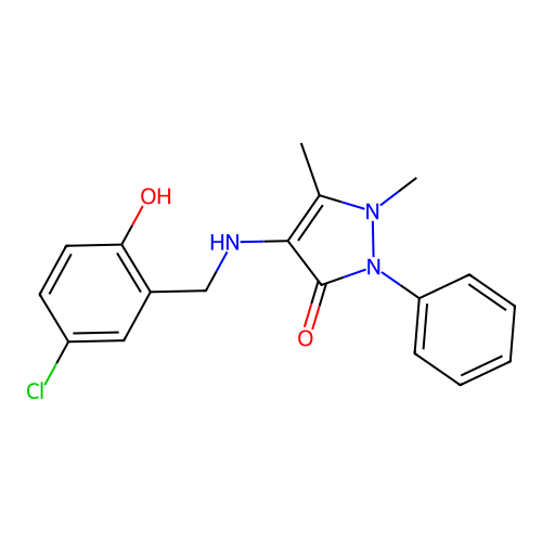 4-[(5-chloro-2-hydroxybenzyl)amino]-1,5-dimethyl-2-phenyl-1,2-dihydro-3H-pyrazol-3-one structure