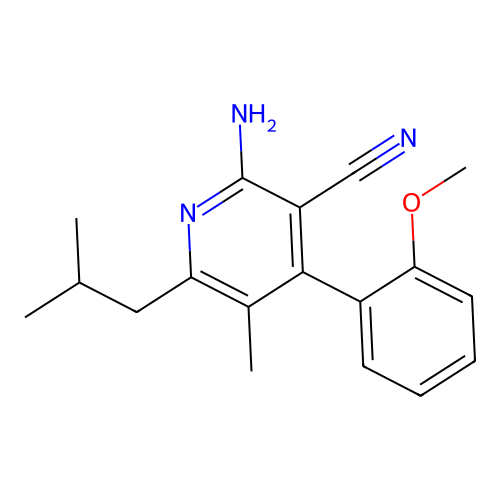 2-Amino-4-(2-methoxyphenyl)-5-methyl-6-(2-methylpropyl)pyridine-3-carbonitrile structure