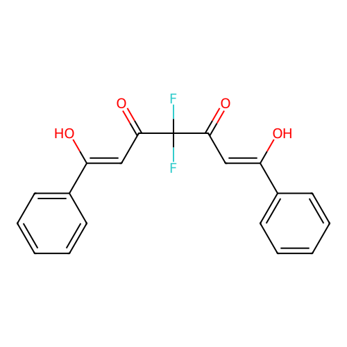 (2Z,5Z)-4,4-difluoro-3,5-dihydroxy-1,7-diphenylhepta-2,5-diene-1,7-dione structure