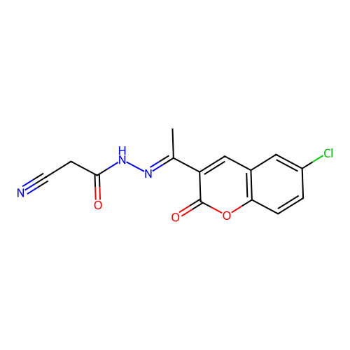 N'-[(1E)-1-(6-chloro-2-oxo-2H-chromen-3-yl)ethylidene]-2-cyanoacetohydrazide structure