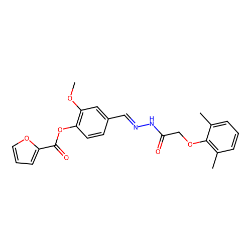 4-[(E)-{2-[(2,6-dimethylphenoxy)acetyl]hydrazinylidene}methyl]-2-methoxyphenyl furan-2-carboxylate structure