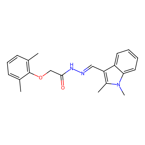 N'-[(E)-(1,2-dimethyl-1H-indol-3-yl)methylidene]-2-(2,6-dimethylphenoxy)acetohydrazide structure