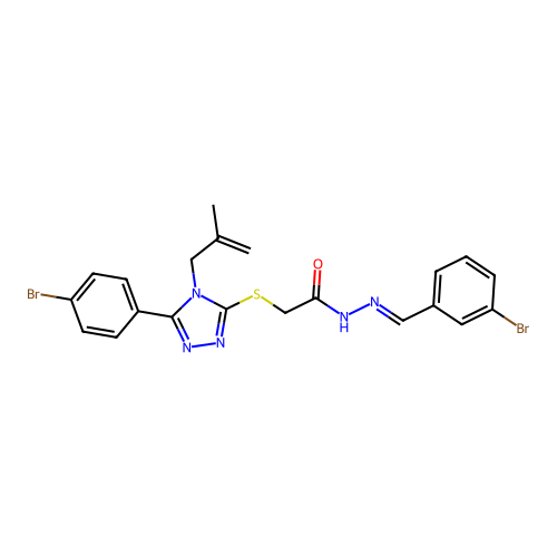 N'-[(E)-(3-bromophenyl)methylidene]-2-{[5-(4-bromophenyl)-4-(2-methyl-2-propenyl)-4H-1,2,4-triazol-3-yl]sulfanyl}acetohydrazide structure