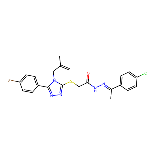 2-{[5-(4-bromophenyl)-4-(2-methyl-2-propenyl)-4H-1,2,4-triazol-3-yl]sulfanyl}-N'-[(E)-1-(4-chlorophenyl)ethylidene]acetohydrazide structure
