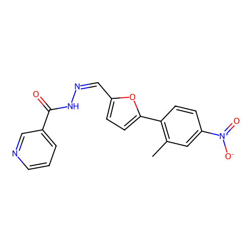 N'-{(Z)-[5-(2-methyl-4-nitrophenyl)furan-2-yl]methylidene}pyridine-3-carbohydrazide structure
