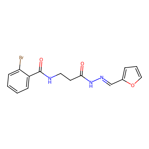 (E)-2-bromo-N-(3-(2-(furan-2-ylmethylene)hydrazinyl)-3-oxopropyl)benzamide structure